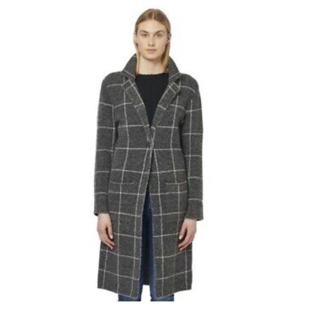 Anthropologie Solenne Windowpane Sweater Jacket